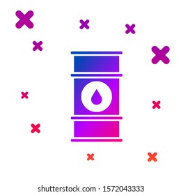 Color Oil barrel line icon isolated on white background. Oil drum container. For infographics, fuel, industry, power, ecology. Gradient random dynamic shapes. Vector Illustration