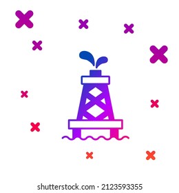 Color Oil rig icon isolated on white background. Gas tower. Industrial object. Gradient random dynamic shapes. Vector