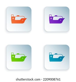 Color Oil Tanker Ship Icon Isolated On White Background. Set Colorful Icons In Square Buttons. Vector