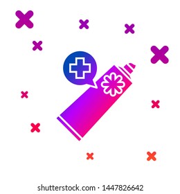 Color Ointment cream tube medicine icon isolated on white background. Tube, container, toothpaste, cream sign. Gradient random dynamic shapes. Vector Illustration