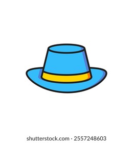 Color Oktoberfest hat icon isolated on white background. Hunter hat with feather. German hat. Flat filled outline style with shadow. Vector