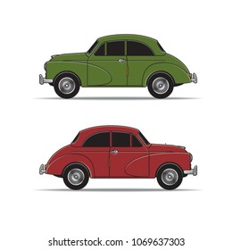 color old classic car vector drawing
