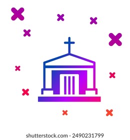 Color Old crypt icon isolated on white background. Cemetery symbol. Ossuary or crypt for burial of deceased. Gradient random dynamic shapes. Vector