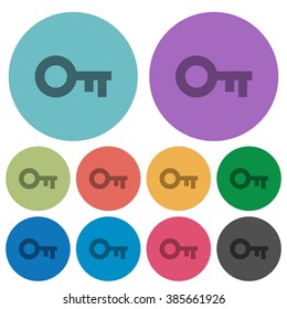 Color old key flat icon set on round background.