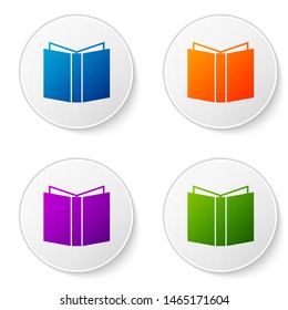 Color Open book icon isolated on white background. Set icons in circle buttons. Vector Illustration