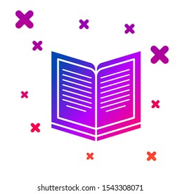 Color Open book icon isolated on white background. Gradient random dynamic shapes. Vector Illustration