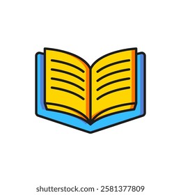 Color Open book icon isolated on white background. Flat filled outline style with shadow. Vector