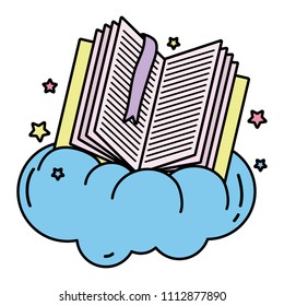 color open book with separator in the cloud and stars