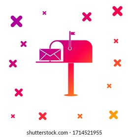 Color Open mail box with an envelope icon isolated on white background. Gradient random dynamic shapes. Vector Illustration