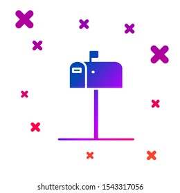 Color Open mail box icon isolated on white background. Mailbox icon. Mail postbox on pole with flag. Gradient random dynamic shapes. Vector Illustration