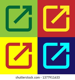 Color Open in new window icon isolated on color backgrounds. Open another tab button sign. Browser frame symbol. External link sign. Flat design. Vector Illustration