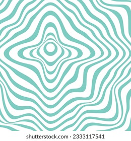 Color optical illusion. Abstract psychedelic background. Wavy swirly pattern. 70s Retro pattern groovy trippy. Seventies Style. Striped background for fabrics, paper, packaging. Vector Illustration