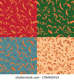 Color options for seamless pattern boretskaya painting. Russian national ornament