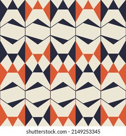Color orange and dark blue pattern. Seamless vector geometric. Can be use for any card, print, paper, backdrop, wrapping, fabric, tablecloth. 