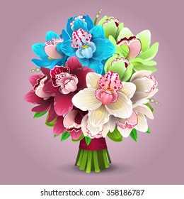 Color orchid bouquet
