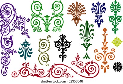 color ornament elements collection isolated on white background