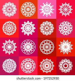 Color ornamental background with squares. Vector spirographs