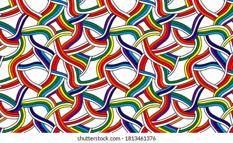 Color ornamental curly swirls on White background.