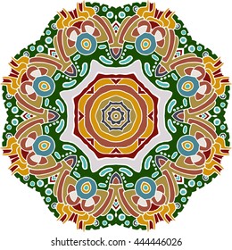 Color ornamental hand drawn mandala. Vector illustration. Islam, Arabic, Indian, turkish, pakistan, chinese, ottoman motifs