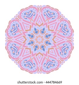 Color ornamental hand drawn mandala. Vector illustration. Islam, Arabic, Indian, turkish, pakistan, chinese, ottoman motifs