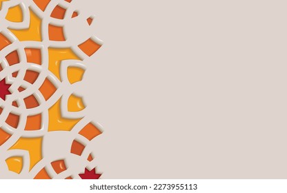 Color ornamental estampado de plástico relieve en el estilo arquitectónico árabe de la mezquita islámica, tarjeta de saludo para Ramadan Kareem
