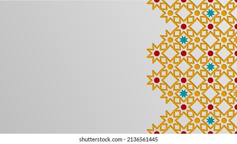 Color ornamental patterned stone relief in arabic architectural style of islamic mosque,greeting card for Ramadan Kareem