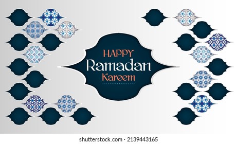 Color ornamental patterned stone relief in arabic architectural style of islamic mosque,greeting card for Ramadan Kareem Free Vector