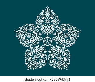 Color ornamental patterned stone relief in arabic architectural style of islamic mosque.