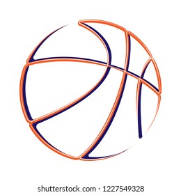 Color outline basketball symbol isolated on white background