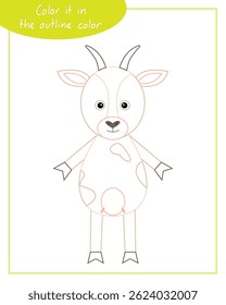 Color it in the outline color goat. Lesson for children education and activities. Age 3-5.