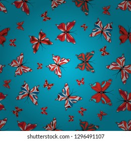 Color outline set of butterfly vector for web design isolated on white, red and blue background. Seamless. Butterfly.