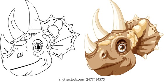 Color and outline of a triceratops head