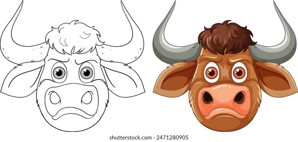 Color and outline versions of a bull head