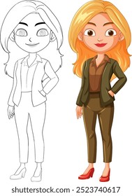 Color and outline versions of a businesswoman