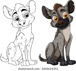 Color and outline versions of a hyena