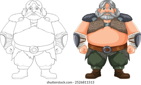 Color and outline versions of a warrior