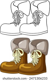 Color and outline versions of winter boots