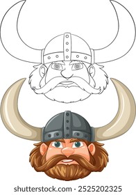 Color and outline of Viking warrior