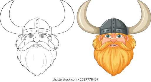 Color and outline of Viking warrior