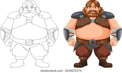 Color and outline of a Viking warrior