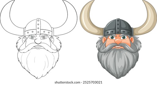 Color and outline of Viking warrior head