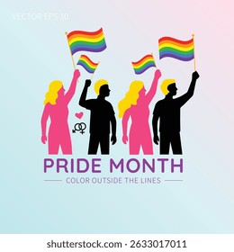 Color Outside the Lines Pride Month Poster