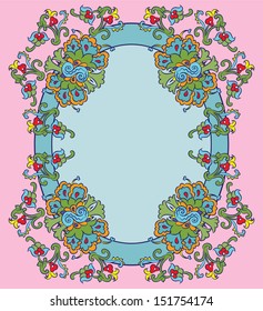 Color oval flower frame 