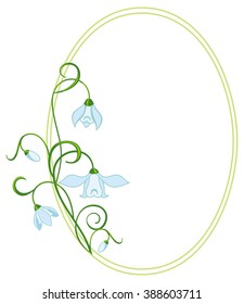 Color oval frame with blue flowers
