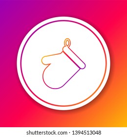 Color Oven glove line icon isolated on color background. Kitchen potholder sign. Cooking glove. Circle white button. Vector Illustration