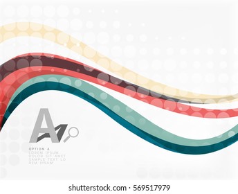 Color overlapping wave stripes, vector abstract background. Vector template for workflow layout, diagram, number options or web design