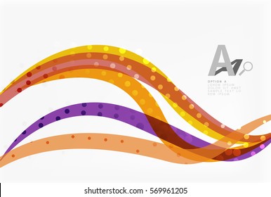 Bandas de onda superpuestas de color, fondo abstracto vectorial. Plantilla de vector para diseño de flujo de trabajo, diagrama, opciones de número o diseño web