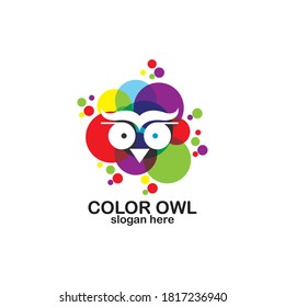 Color owl logo design template vector illustration
