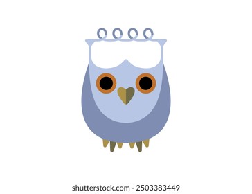 Color owl totem. Vector cartoon sign of owl in trendy minimal flat style. Bird character symbol design. Flat eagle-owl illustration. Flying animal icon. Abstract bird emblem.