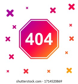 Color Page with a 404 error icon isolated on white background. Template reports that the page is not found. Gradient random dynamic shapes. Vector Illustration